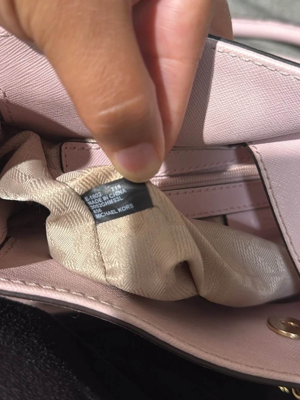Michael Kors Light Pink Saffiano Leather Satchel with Gold Hardware